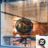 Art Nouveau Zeemeermin Glas in lood Venster Cling Raamsticker (Cafe Raam)