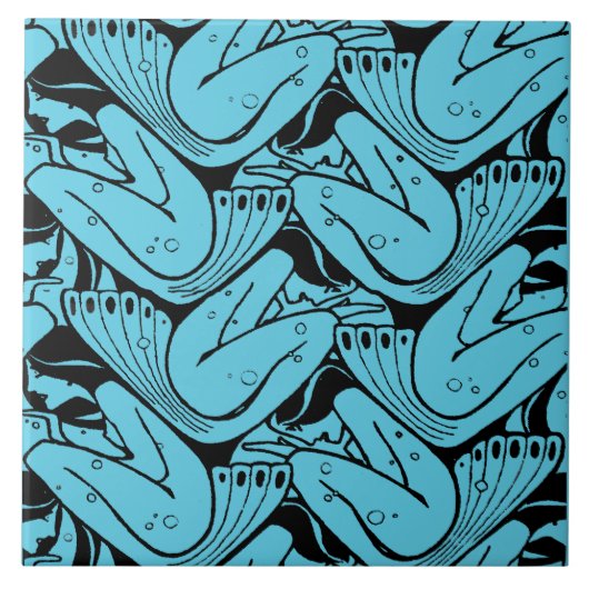  Art Nouveau Zeemeerminnenpatroon van K. Moser Tegeltje (Voorkant)