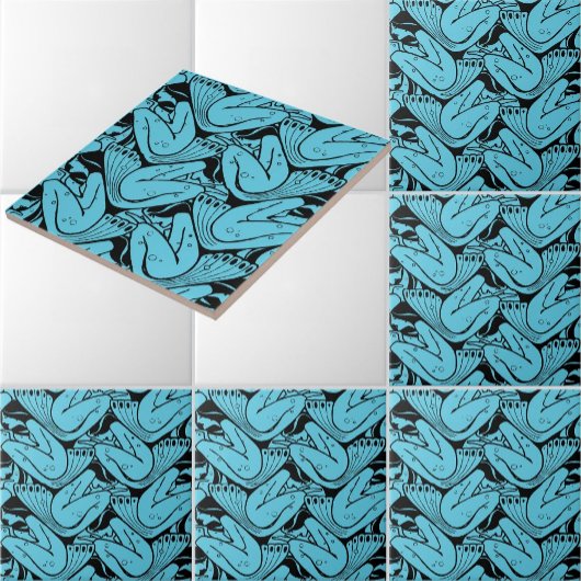  Art Nouveau Zeemeerminnenpatroon van K. Moser Tegeltje