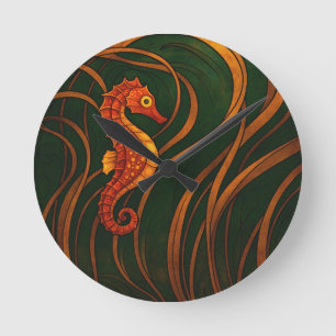 Art Nouveau Zeepaard Ronde Klok