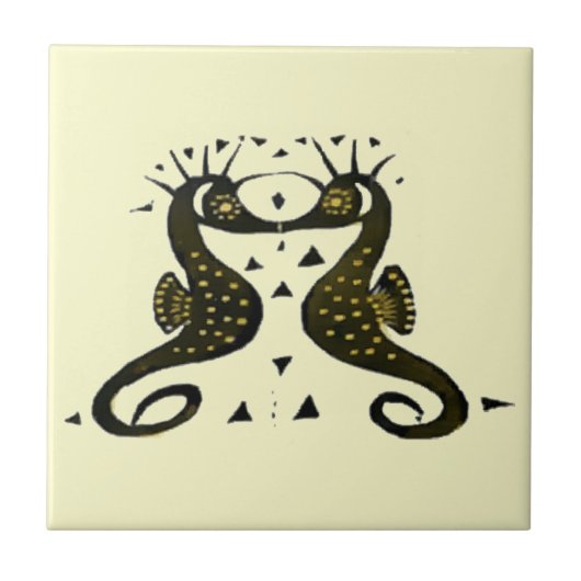  Art Nouveau zeepaardjes Tegeltje (Voorkant)