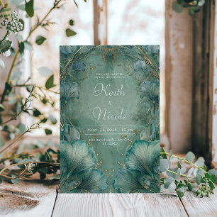 Art Nouveau Zeeschaim Goud Ginkgo Blad Trouwring Kaart