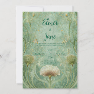 Art Nouveau Zeeschaim Goud Ginkgo Blad Trouwring Kaart