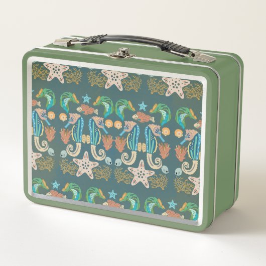 Art Nouveau Zeewezens Metalen Lunchbox (Voorkant)