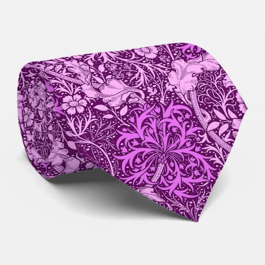 Art Nouveau Zeewier Bloemen, Amethist Paarse Stropdas (Opgerold)