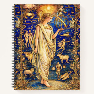 Art Nouveau Zodiac Godin Hemelse Illustratie Notitieboek