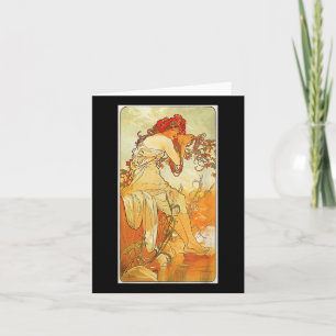 Art Nouveau Zomer Mucha Y Mooie Elegante Vrouwen Kaart