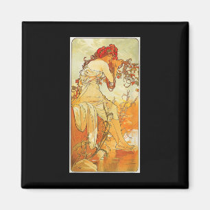 Art Nouveau Zomer Mucha Y Mooie Elegante Vrouwen Magneet