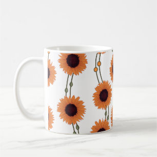 Art Nouveau Zonnebloem Retro Bloemrijke Strepen Or Koffiemok