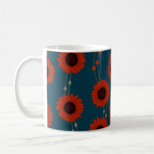 Art Nouveau Zonnebloem Retro Bloemrijke Strepen Ro Koffiemok