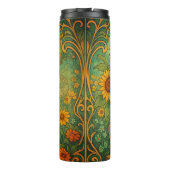 Art Nouveau Zonnebloem Tuin Vlinders Thermosbeker (Achterkant)