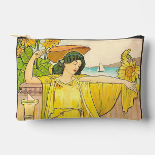 Art Nouveau Zonnebloem Vrouw Vintage Illustratie Etui
