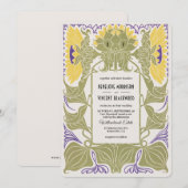 Art Nouveau Zonnebloem Zomer Huwelijksuitnodiging Kaart (Voorkant / Achterkant)