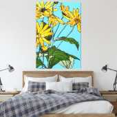 Art Nouveau Zonnebloemen Canvas Afdruk (Insitu (Slaapkamer))
