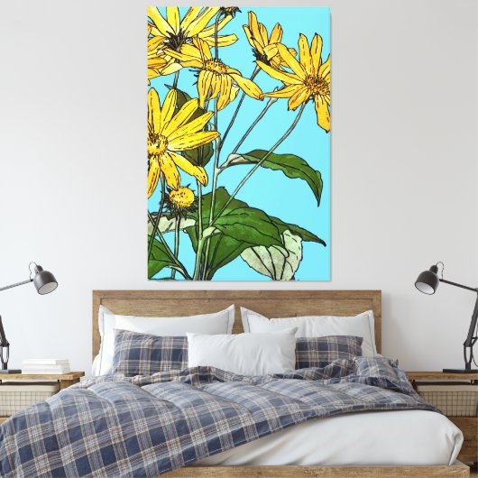 Art Nouveau Zonnebloemen Canvas Afdruk (Insitu (Slaapkamer))