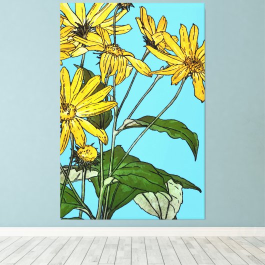 Art Nouveau Zonnebloemen Canvas Afdruk (Insitu (Houten vloer))