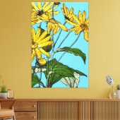 Art Nouveau Zonnebloemen Canvas Afdruk (Insitu (Woonkamer))