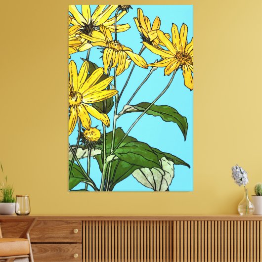 Art Nouveau Zonnebloemen Canvas Afdruk (Insitu (Woonkamer))