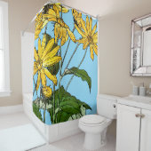 Art Nouveau Zonnebloemen Douchegordijn (In situ)