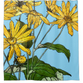 Art Nouveau Zonnebloemen Douchegordijn (Voorkant)