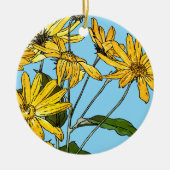 Art Nouveau Zonnebloemen Keramisch Ornament (Voorkant)