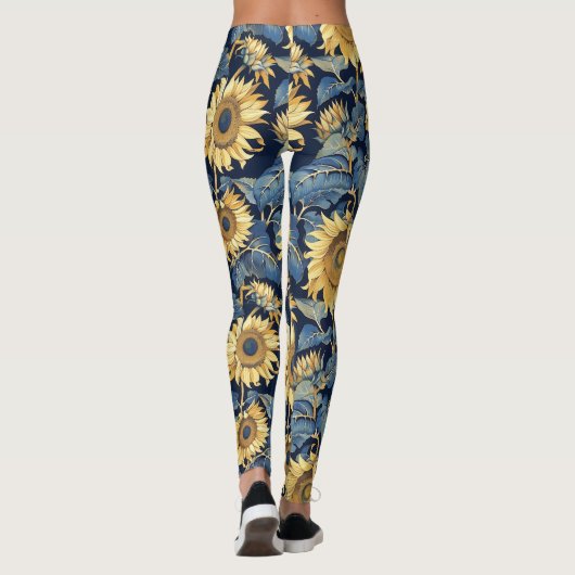 Art Nouveau Zonnebloemen Leggings (Achterkant)