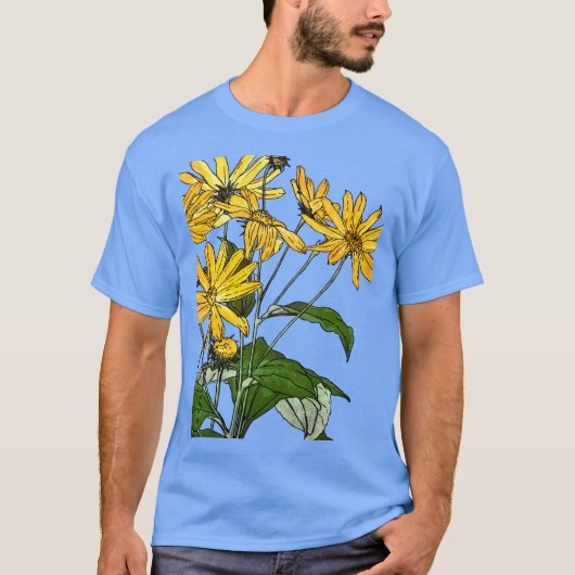 Art Nouveau Zonnebloemen T-shirt (Voorkant)