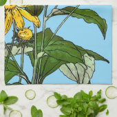 Art Nouveau Zonnebloemen Theedoek (Gevouwen)