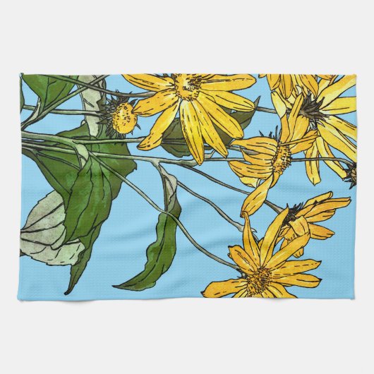 Art Nouveau Zonnebloemen Theedoek (Horizontaal)