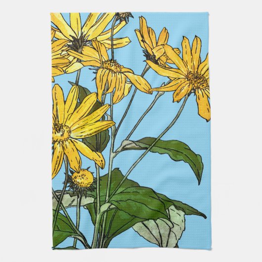 Art Nouveau Zonnebloemen Theedoek (Verticaal)