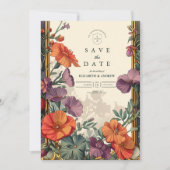Art Nouveau Zonsondergang Bloemige Bruiloft Save The Date (Voorkant)