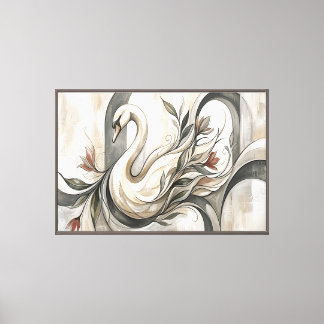 Art Nouveau Zwaan Botanische Muur Kunst Poster Canvas Afdruk