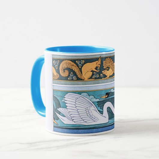 art nouveau zwanen en eekhoorns mok (Voorkant links)