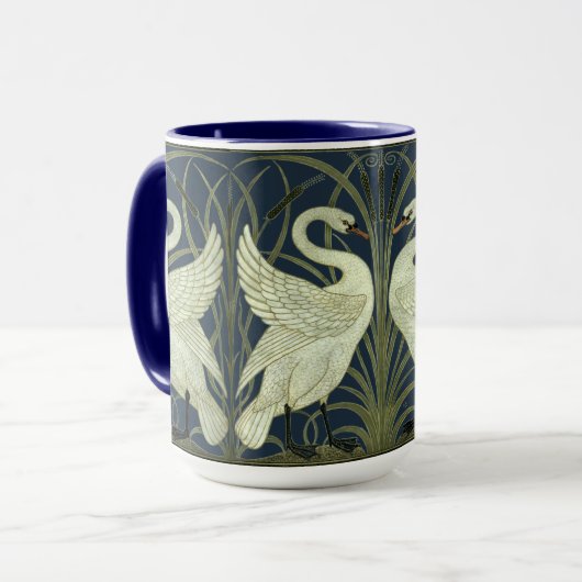 Art Nouveau zwanen fries patroon van Walter Crane Mok (Voorkant links)