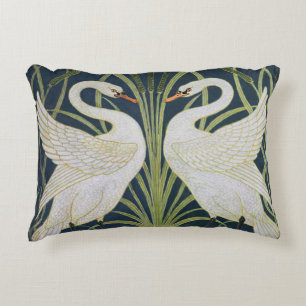 Art Nouveau Zwanen Patroon: Walter Crane Zwaan Pri Accent Kussen