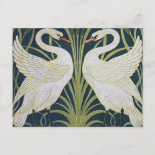 Art Nouveau Zwanen Patroon: Walter Crane Zwaan Pri Briefkaart