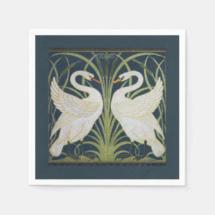 Art Nouveau Zwanen Patroon: Walter Crane Zwaan Pri Servetten