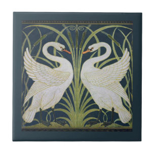 Art Nouveau Zwanen Patroon: Walter Crane Zwaan Pri Tegeltje