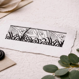 Art Nouveau Zwanenpatroon – Vintage Botanische Zwa Zelfinktende Stempel