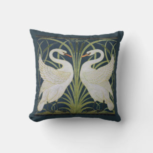 Art Nouveau Zwanenpatroon: Walter Crane Zwaanprint Kussen