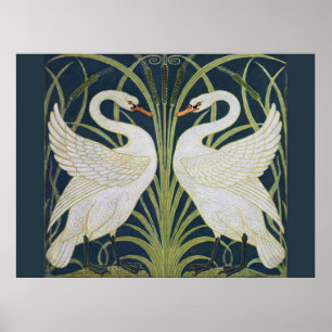 Art Nouveau Zwanenpatroon: Walter Crane Zwaanprint Poster