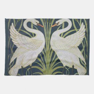 Art Nouveau Zwanenpatroon: Walter Crane Zwaanprint Theedoek
