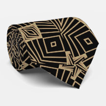 Art Nouveau Zwart en Beige Diamanten Patroon