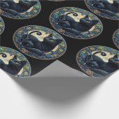 Art Nouveau Zwart Kat Keltisch inpakpapier (Hoek)