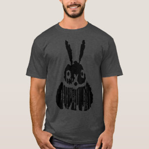 Art Nouveau Zwart Konijnenpatroon op Witte Achterg T-shirt