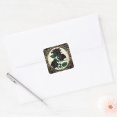 Art Nouveau Zwart Roos Botanische Kunst Vierkante Sticker (Envelop)