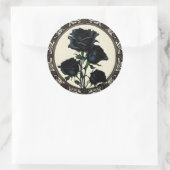 Art Nouveau Zwart Roos Floral Design Ronde Sticker (Tas)