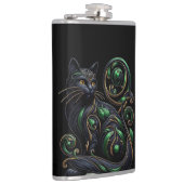 Art Nouveau Zwarte Cat Keltische Vinyl Gewikkeld K Heupfles (Rechts)