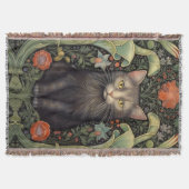 Art nouveau zwarte kat en rode bloemen deken (Voorkant)