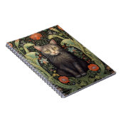 Art nouveau zwarte kat en rode bloemen notitieboek (Rechterzijde)